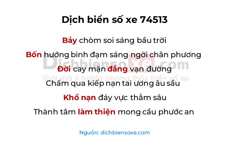Dịch thơ biển số 74513