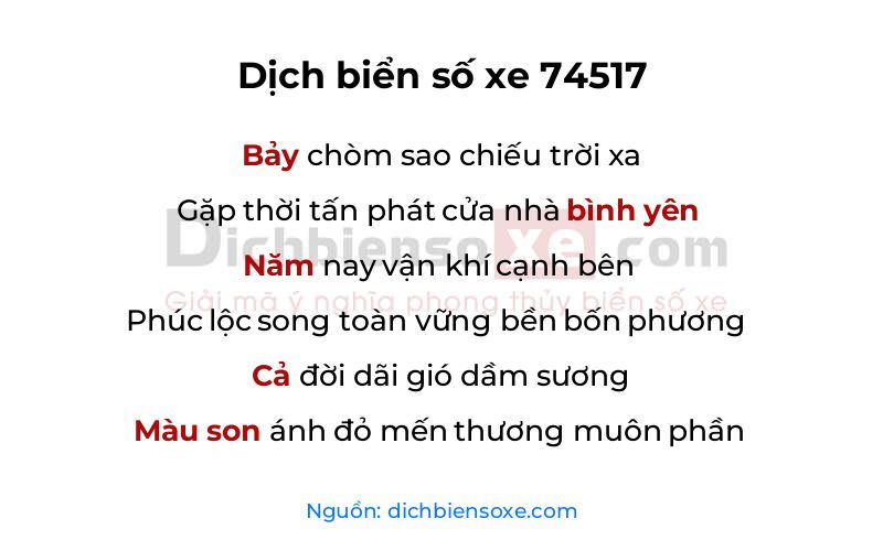 Dịch thơ biển số 74517