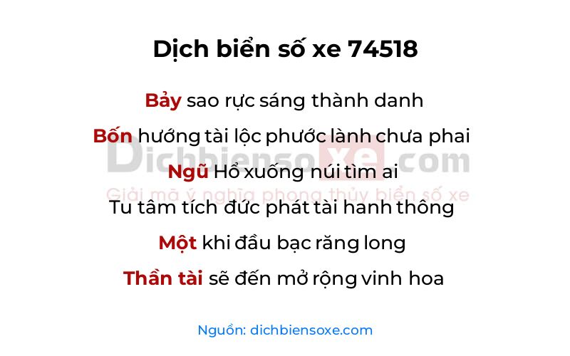 Dịch thơ biển số 74518