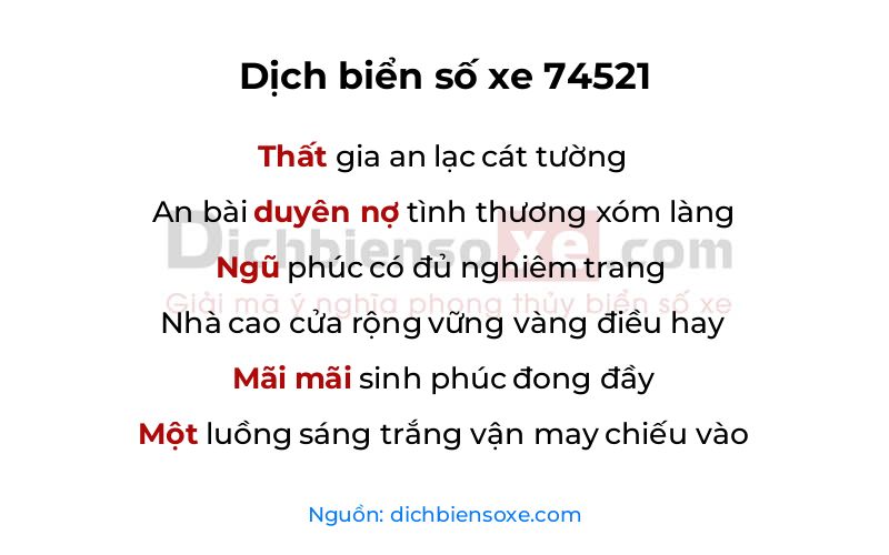 Dịch thơ biển số 74521