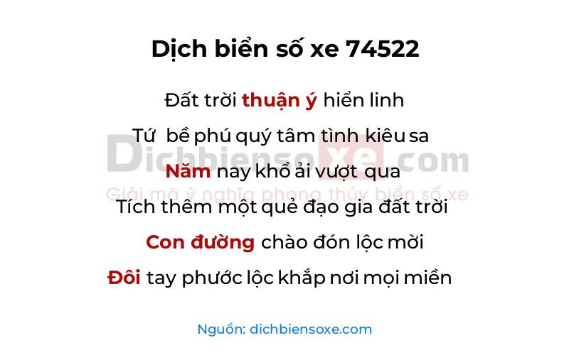 Dịch thơ biển số 74522