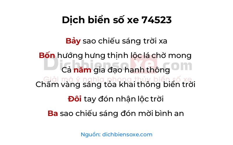 Dịch thơ biển số 74523