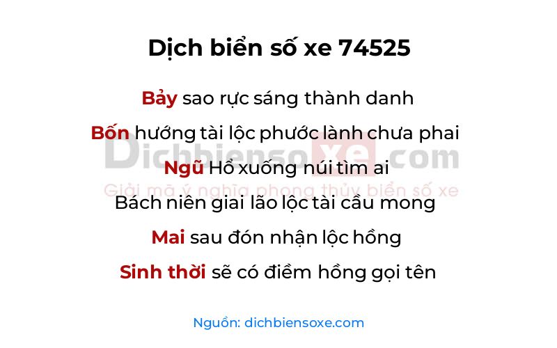 Dịch thơ biển số 74525
