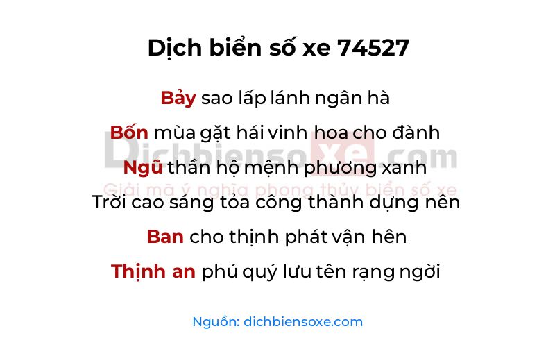 Dịch thơ biển số 74527