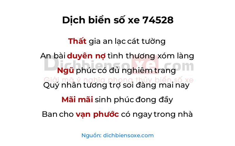 Dịch thơ biển số 74528