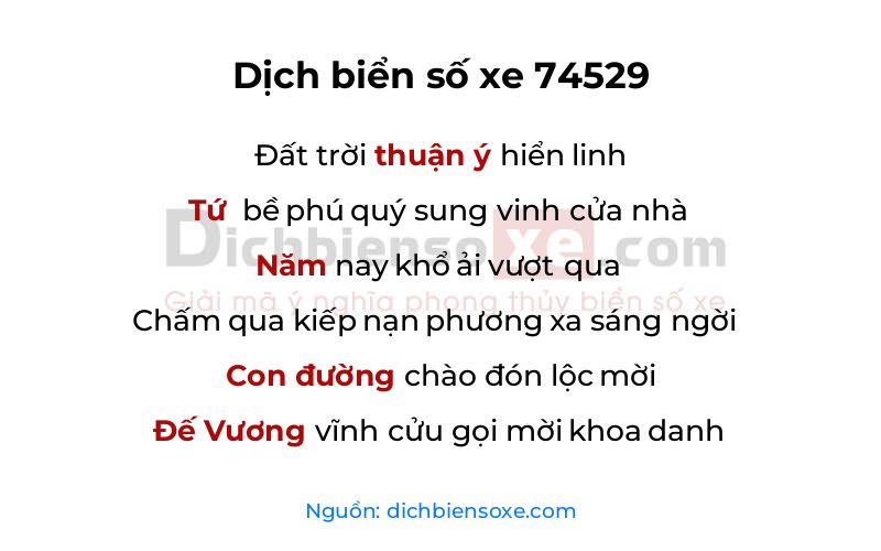 Dịch thơ biển số 74529