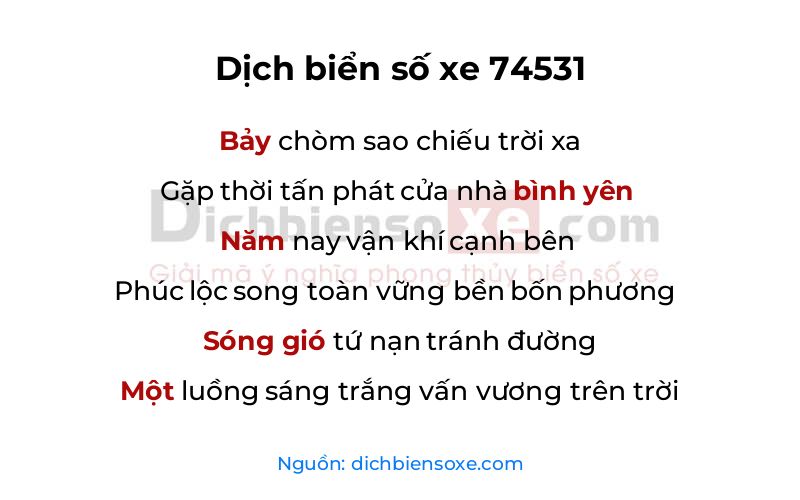 Dịch thơ biển số 74531