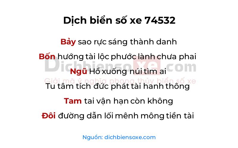 Dịch thơ biển số 74532