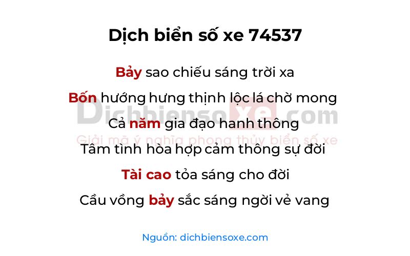 Dịch thơ biển số 74537