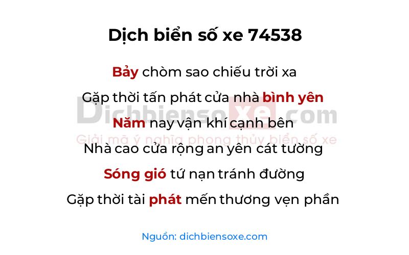 Dịch thơ biển số 74538