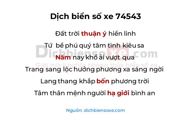 Dịch thơ biển số 74543