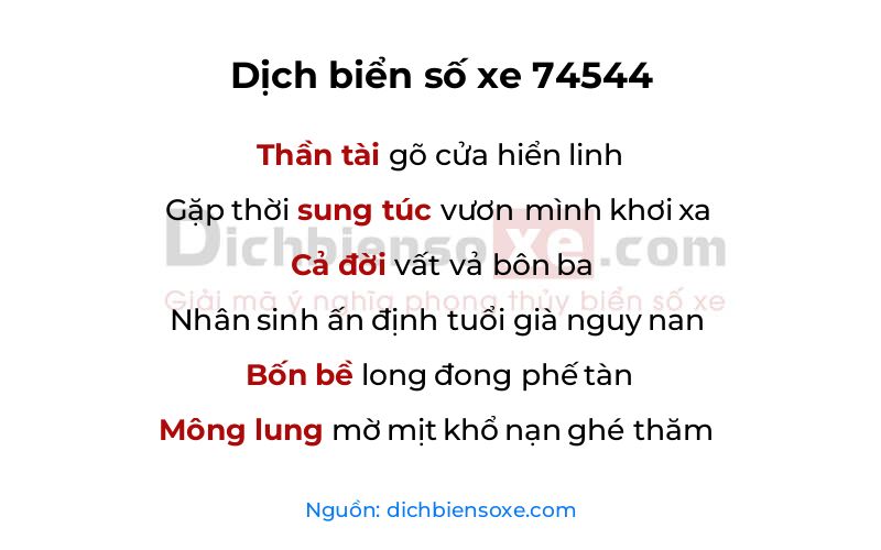 Dịch thơ biển số 74544