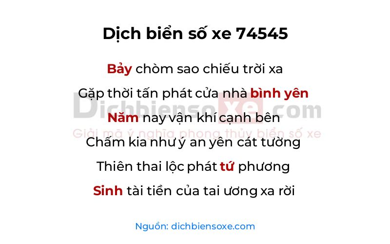 Dịch thơ biển số 74545