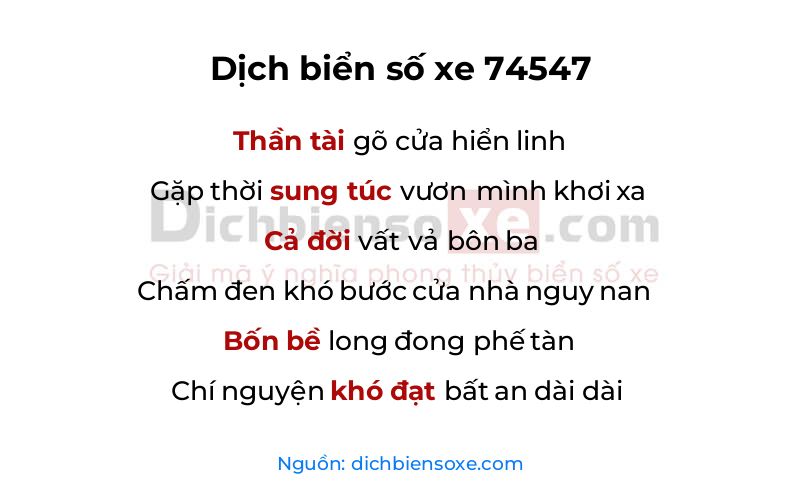 Dịch thơ biển số 74547