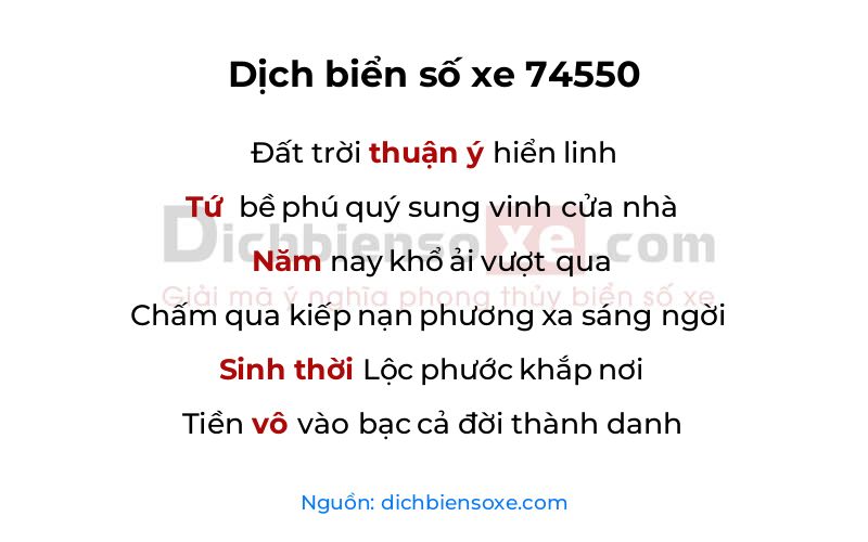Dịch thơ biển số 74550