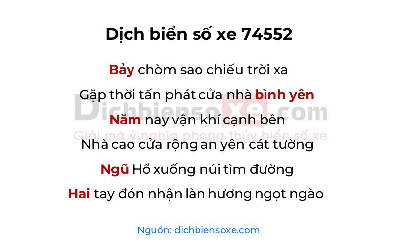 Dịch thơ biển số 74552