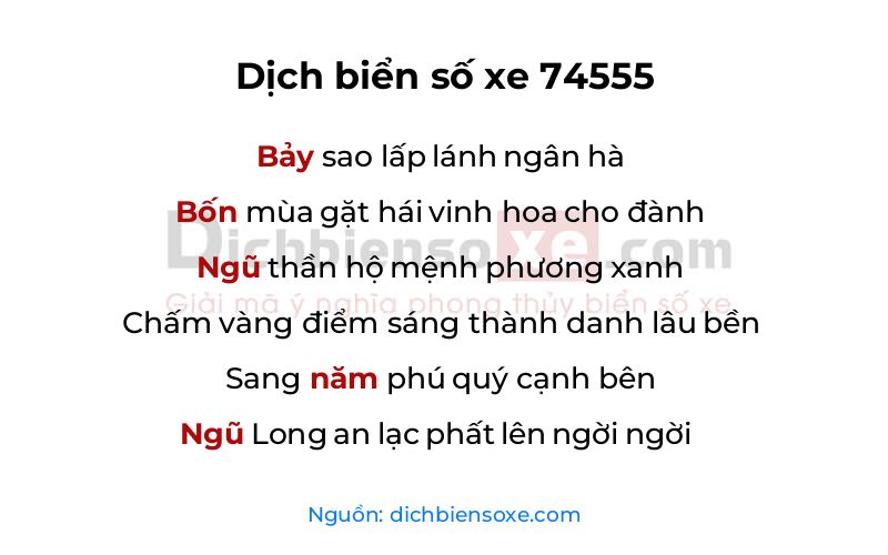 Dịch thơ biển số 74555