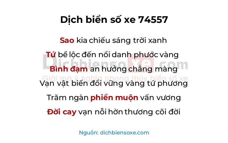 Dịch thơ biển số 74557