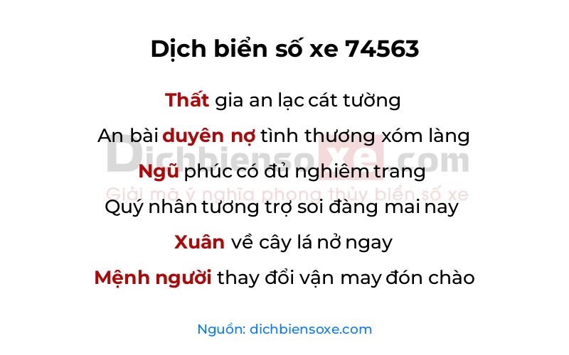 Dịch thơ biển số 74563