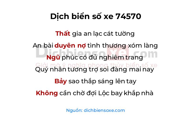 Dịch thơ biển số 74570