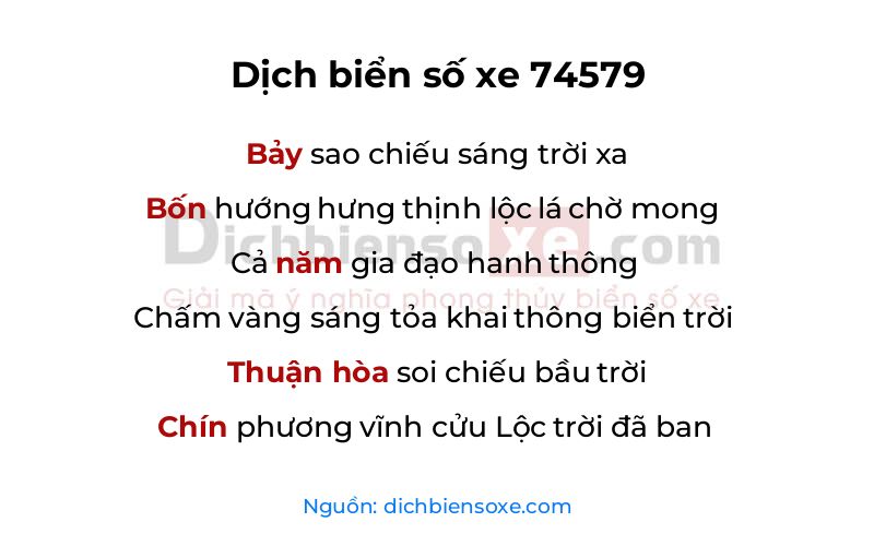Dịch thơ biển số 74579