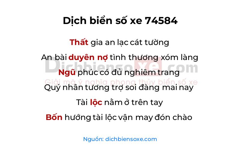 Dịch thơ biển số 74584
