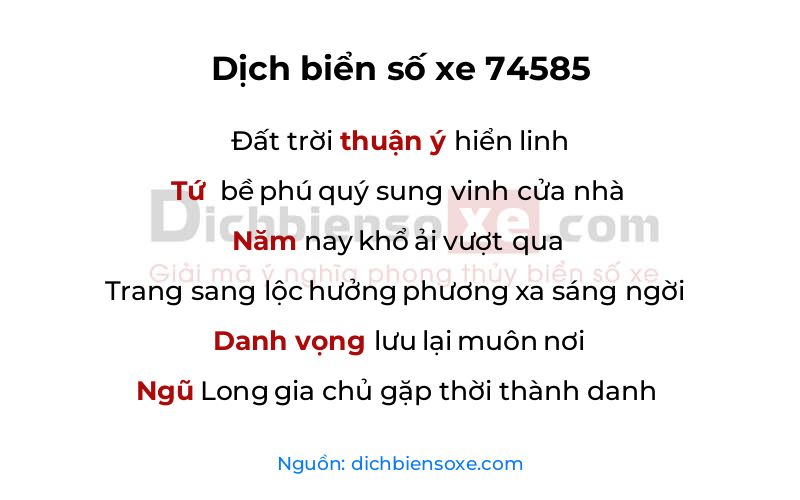 Dịch thơ biển số 74585