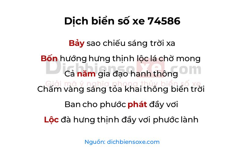 Dịch thơ biển số 74586