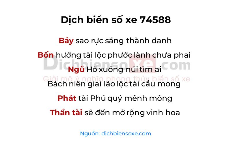Dịch thơ biển số 74588