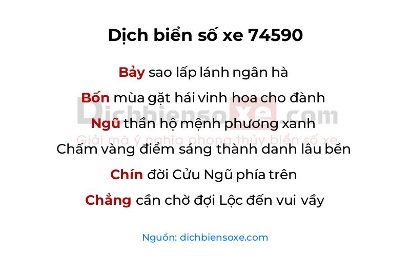 Dịch thơ biển số 74590