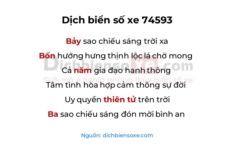Dịch thơ biển số 74593