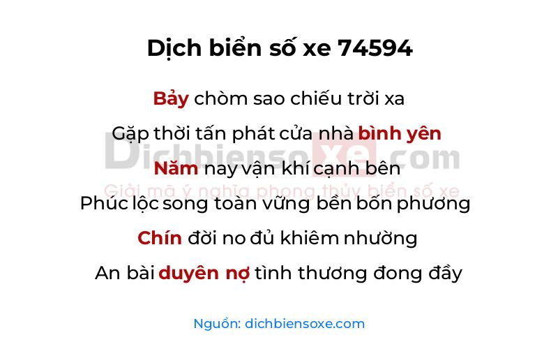 Dịch thơ biển số 74594