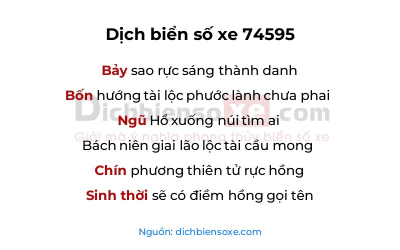 Dịch thơ biển số 74595