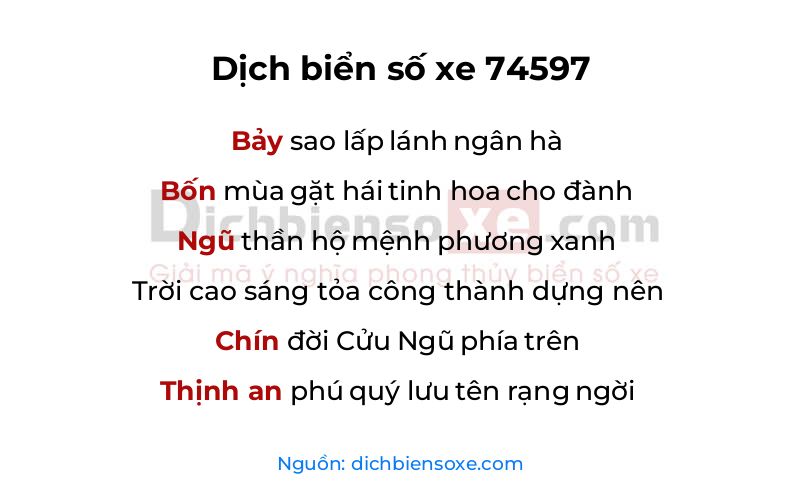 Dịch thơ biển số 74597
