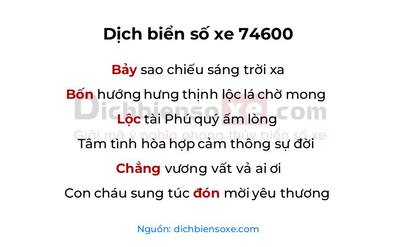 Dịch thơ biển số 74600