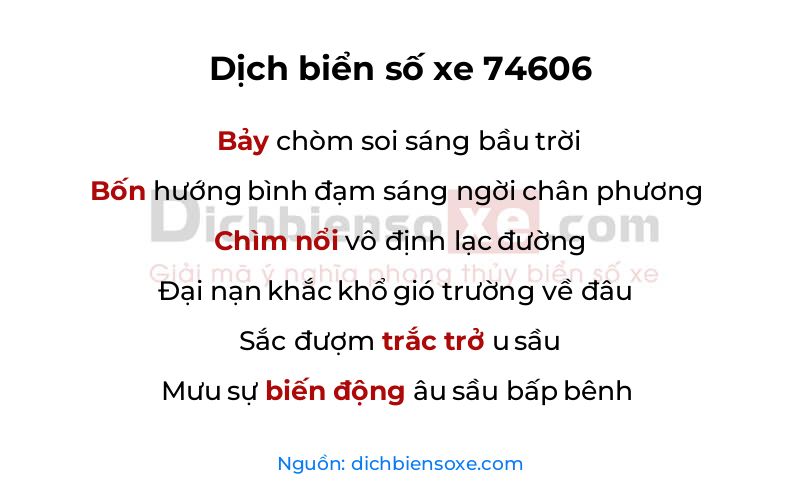 Dịch thơ biển số 74606