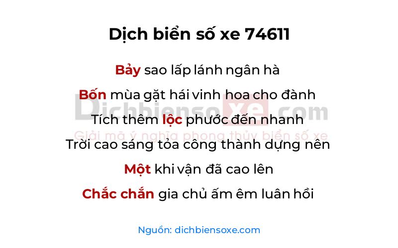 Dịch thơ biển số 74611
