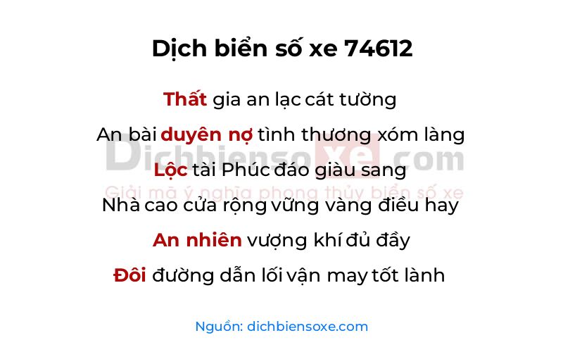 Dịch thơ biển số 74612