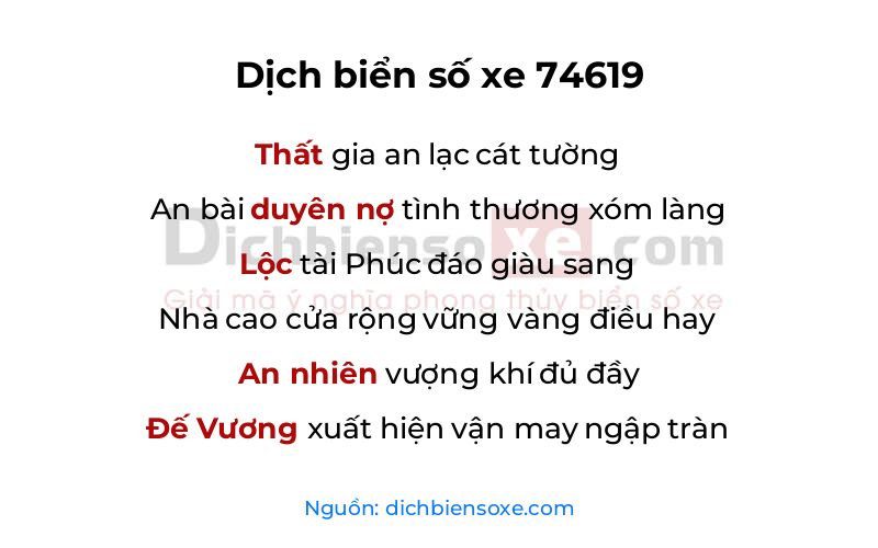 Dịch thơ biển số 74619