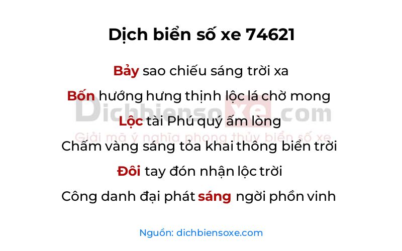 Dịch thơ biển số 74621