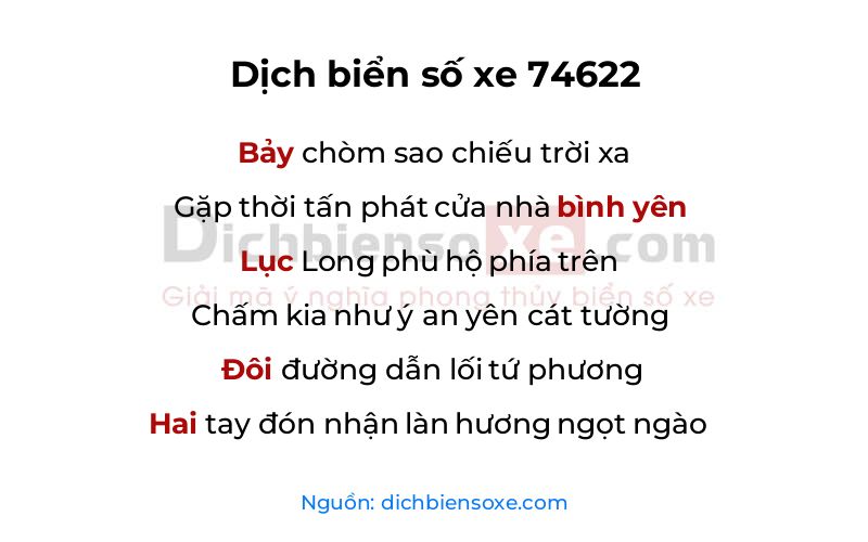 Dịch thơ biển số 74622