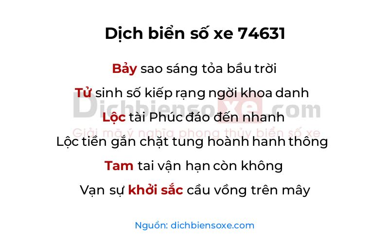 Dịch thơ biển số 74631