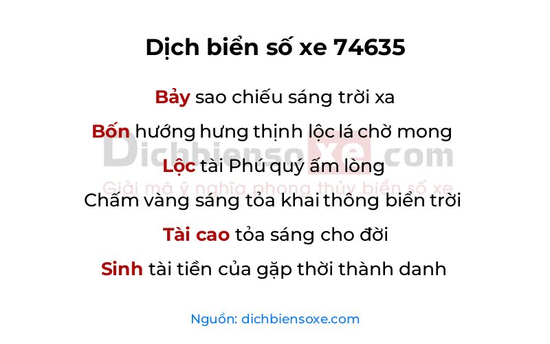 Dịch thơ biển số 74635