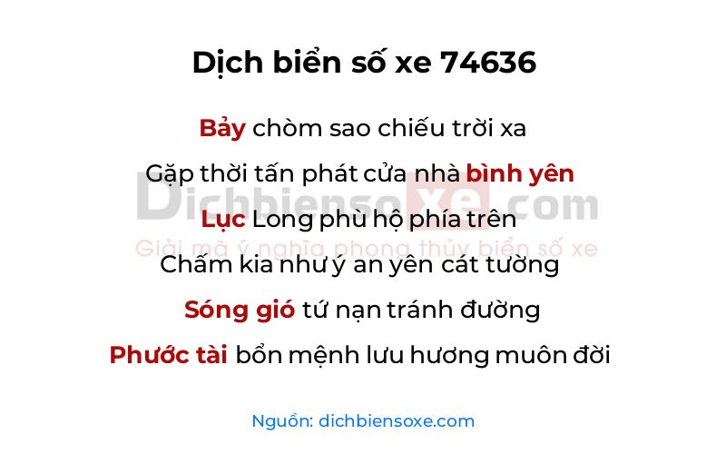 Dịch thơ biển số 74636