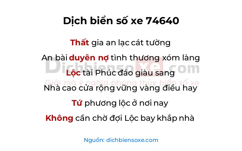 Dịch thơ biển số 74640