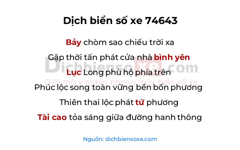 Dịch thơ biển số 74643