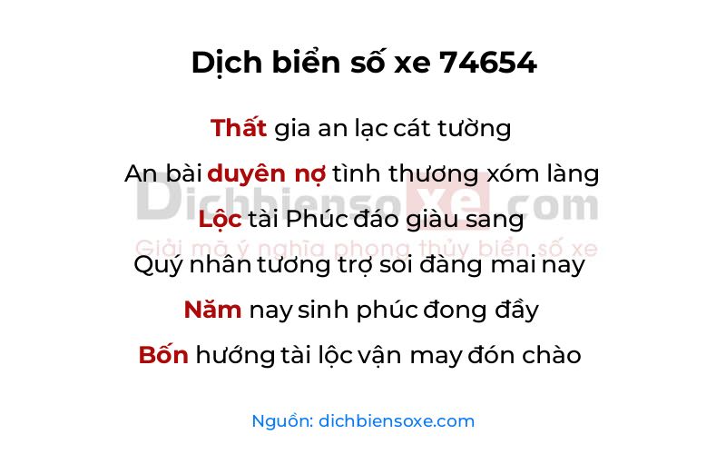 Dịch thơ biển số 74654