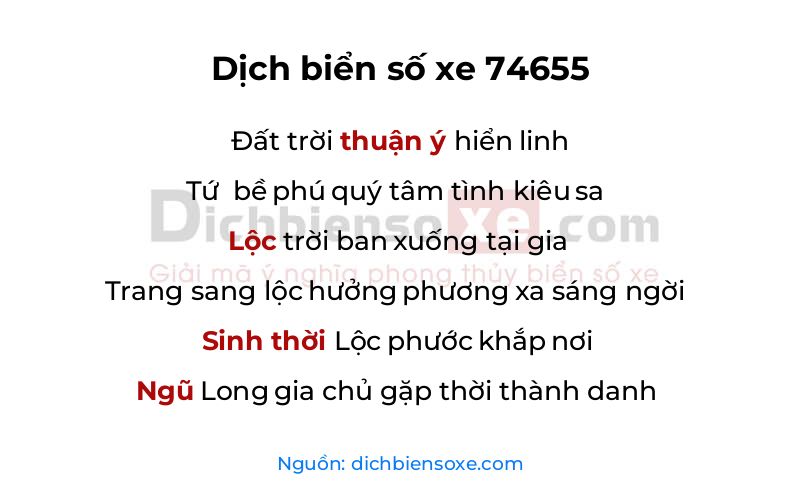 Dịch thơ biển số 74655