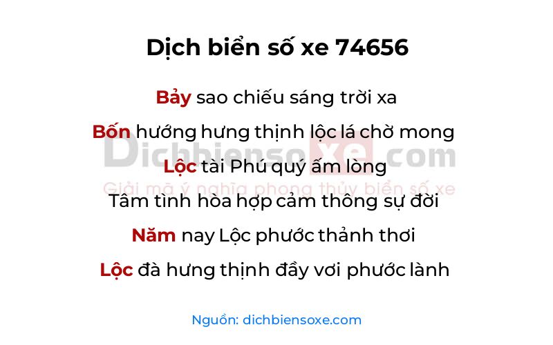 Dịch thơ biển số 74656