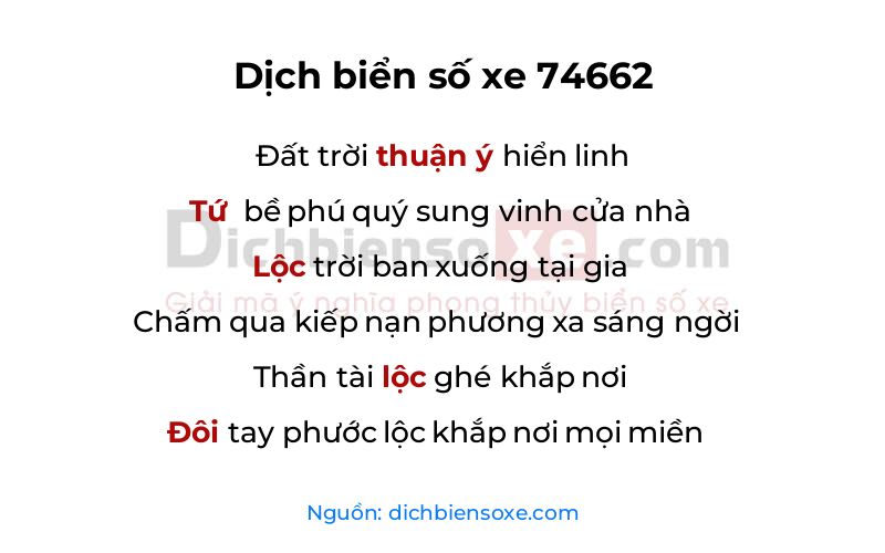 Dịch thơ biển số 74662